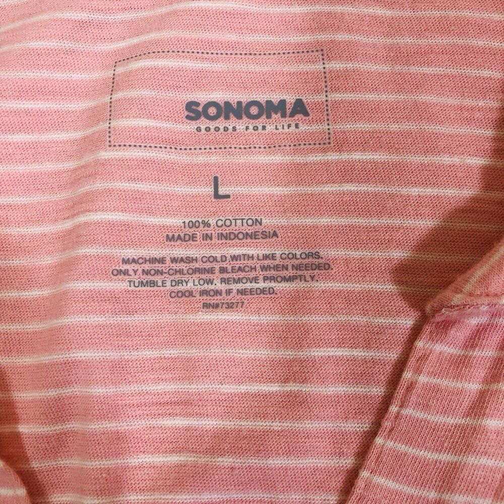 Sonoma Pink Collared Button Up With Pockets 100% Cotton - Picture 6 of 10